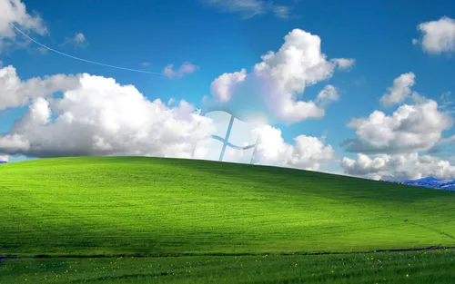 Windows Xp Обои на телефон зеленое поле с голубым небом и облаками