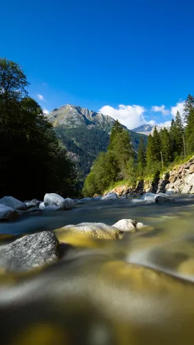 Бесплатно Природа Обои на телефон река со скалами и деревьями