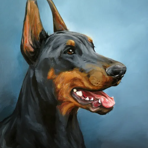 Доберман Фото черная собака с открытым ртом