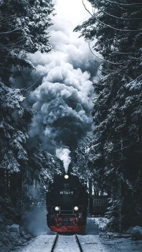 Локомотив Обои на телефон поезд на рельсах в снегу