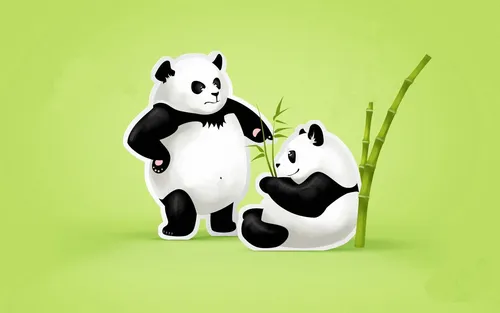 Позитивные Обои на телефон пара панд, держащих лист