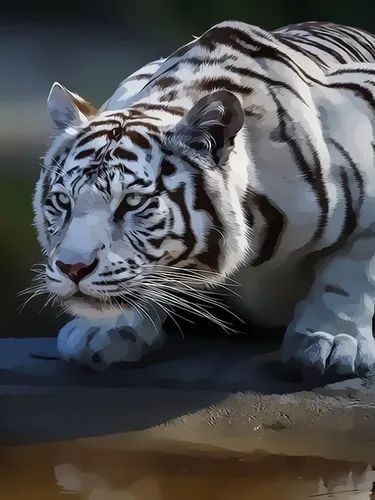 Тигренок Обои на телефон белый тигр с каплями воды на лице