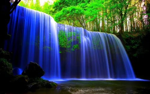Красивые Фото водопад в лесу