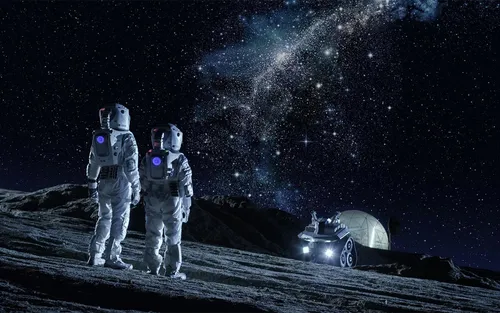 Космоса Фото группа людей в скафандрах, стоящих на планете