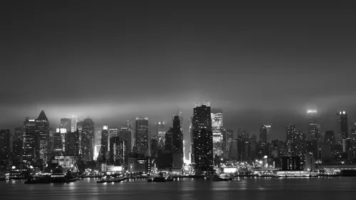 Черно Белое Фото городской пейзаж ночью