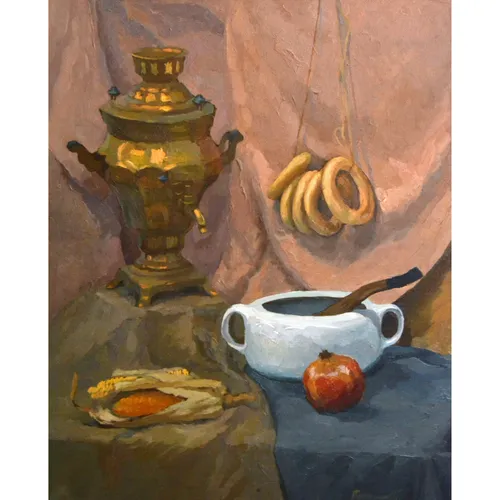 Натюрморт Фото картина чайного сервиза и чайника