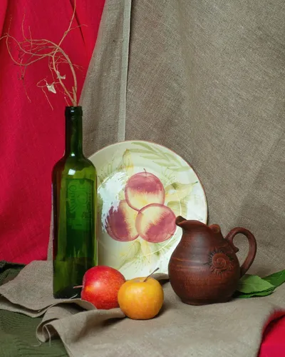 Натюрморт Фото картина с изображением вазы и фруктов