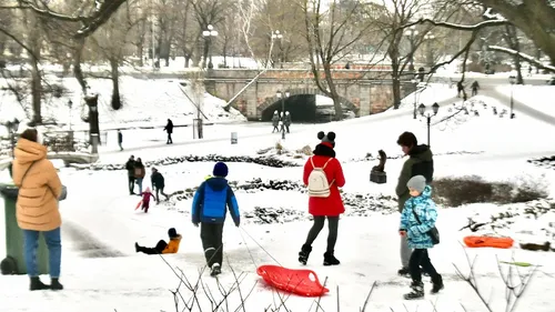 Зимы Фото группа людей, играющих в снегу