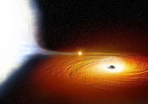 Черной Дыры Фото ярко-оранжевая и желтая спиральная галактика