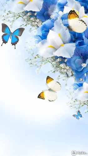 Бесплатно Обои на телефон группа бабочек на цветке