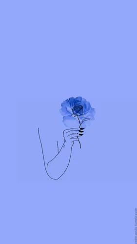 Голубые Обои на телефон синий цветок с черным центром