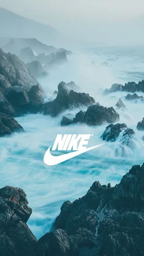 Nike Обои на телефон белый знак на скалистом утесе