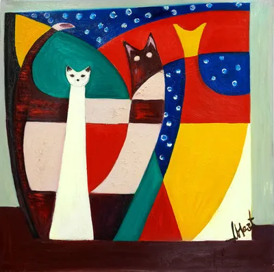 Кошки 100Х100, Painting by Lilian Harts | Artmajeur