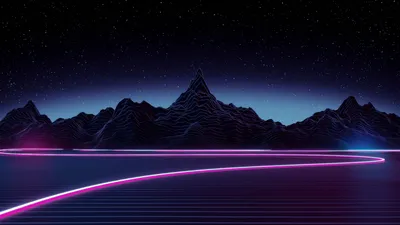 Download Graphics, Neon, Sky, Mountains, Space, Stars, Night Wallpaper in  1280x720 Resolution