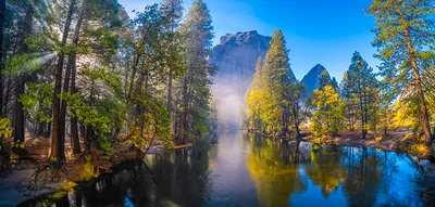 Images Yosemite California USA Nature Autumn Mountains park river