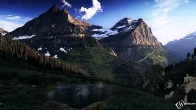 Обои природа, отражение, гора, горы, дикая местность HD ready бесплатно,  заставка 1366x768 - скачать картинки и фото