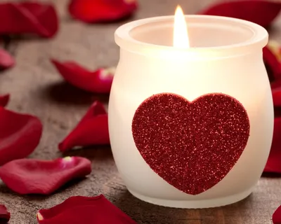 Фотографии День святого Валентина серце Стакан Свечи