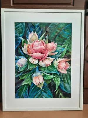 Pink Flowers Original Watercolor Painting Floral Still Life Framed 16х12  inches | eBay