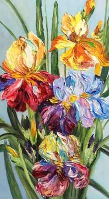Irises Painting Floral Original Art Impasto Oil Painting Flower Wall Art,  16х12 in 40x30 Cm Canvas on Cardboard - Etsy