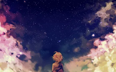 wallpaper for desktop, laptop | ad65-starry-space-illust-anime-girl