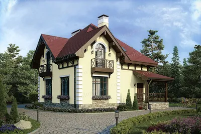 Проект двухэтажного дома из газобетона с мансардой № 57-08 в европейском  стиле | каталог Проекты коттеджей