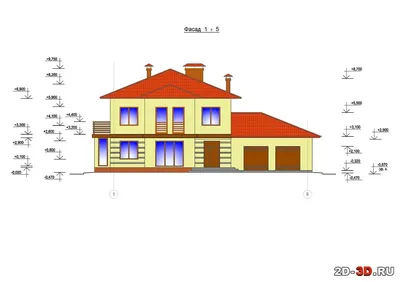 Проект двухэтажного дома K287-253 с эркерами и балконом, общей площадью  253,5 м2