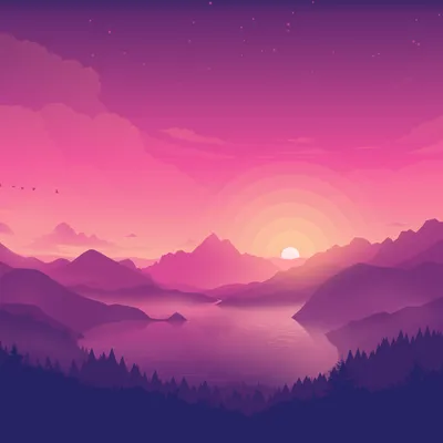 Lakeside Wallpaper 4K, Aesthetic, Pink sky, Sunset