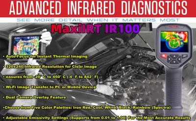 Autel MaxiIRT IR100 Thermal Imaging Camera Auto-Focus for Instant Thermal  Imaging Dual Camera Overlay Feature 320x240 Infrared Resolution for Clear  Image Wi-Fi Image Transfer to PC or Mobile Device - Walmart.com