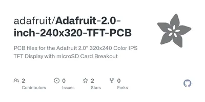 GitHub - adafruit/Adafruit-2.0-inch-240x320-TFT-PCB: PCB files for the  Adafruit 2.0\" 320x240 Color IPS TFT Display with microSD Card Breakout