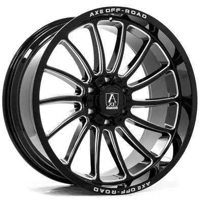 24 inch 24x12 Axe CHRONUS GLOSS BLACK MILLED wheels rims 8x180 -44 | eBay
