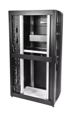 Шкаф серверный ПРОФ напольный 48U (600x1000) дверь перфор., задние двойные  перфор., черный, в сборе, ШТК-СП-48.6.10-48АА-9005