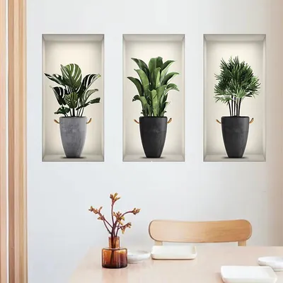 Домашние аниме-обои, настенные художественные наклейки, имитирующие 3D  трехмерные зеленые растения в горшках, цветы – лучшие товары в  онлайн-магазине Джум Гик