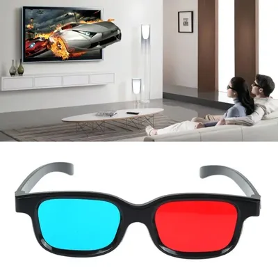 Универсальные красные и синие линзы в черной оправе 3D-очки для размерных  анаглифических ТВ-фильмов DVD-игр – лучшие товары в онлайн-магазине Джум Гик