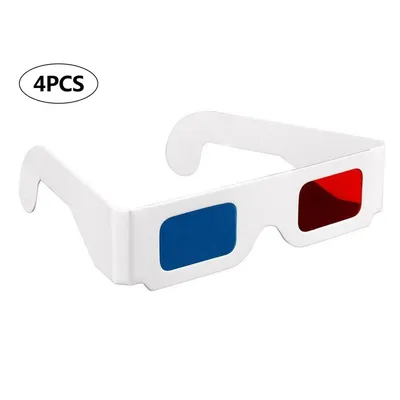 Купить 4шт 3D картонные очки красные и голубые анаглифные белые очки для 3D- просмотра | Joom