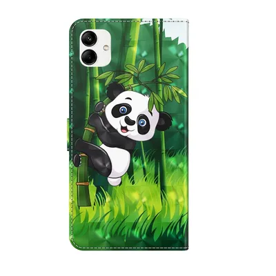 Чехол для телефона Samsung Galaxy A04 с 3D-рисунком TPU + PU (панда,  восхождение на бамбук)