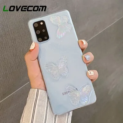 Прозрачный чехол для телефона Samsung S23 S22 Ultra 3D Butterfly для Samsung  S21 S20 FE Plus Note 20 10 Plus A53 A33 A73 A22, мягкий чехол
