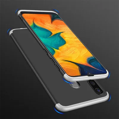 3D чехол GKK Three Stage Splicing Full Coverage на Samsung Galaxy A20 /  A30- черный, серебристый купить в Киеве, Одессе, цена в Украине | CHEKHOL