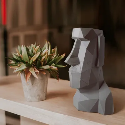 3D-конструктор из бумаги из бумаги Оригами фигура \"Моаи\" PP-2MOA-GRA  PAPERRAZ | ЭКСПИРИмЕНтуС