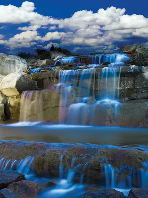 Флизелиновые фотообои 3Д природа 206x275 см Пейзаж Синий водопад и голубое  небо (1965VEA)+клей по цене 1350,00 грн