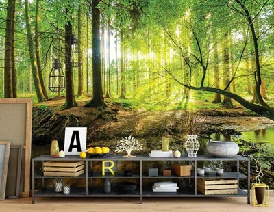 Фото обои на стену деревья 254x184 см 3D Природа Лес Деревянная дорожка в  зеленых джунглях (14569P4)+клей купить по цене 850,00 грн