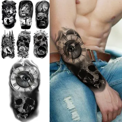 Временные 3D переводные татуировки мужские, 3 шт / набор крупных флэш тату  №1 для взрослых / - купить по выгодным ценам в интернет-магазине OZON  (955295639)
