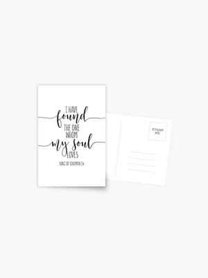 I Have Found The One Whom My Soul Loves, Song Of Solomon 3:4. Bible Verse,  Wedding Decor\" Postcard for Sale by aenaonartwork | Redbubble