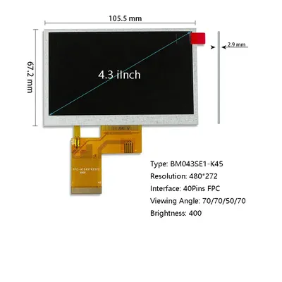 H43 4.3 inch resistive touch screen LCD 480x272 – Genova Industrial