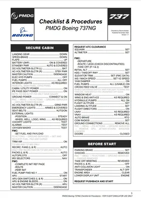 PMDG 737 NG Series Checklist (600/700/800/900) for Microsoft Flight  Simulator | MSFS