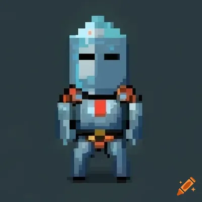 A 64x64 image of a pixel knight on Craiyon