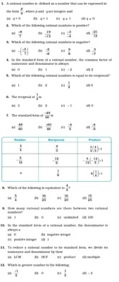 Class 7 Important Questions for Maths – Rational Numbers | Rational  numbers, Multiplying rational numbers, Number system worksheets