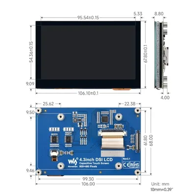 4.3-инчов qled-дисплей с капацитивен сензорен екран, 800x480, touch екран с  няколко касаниями за raspberrypi 4b 3б + 3a + 3b 2b cm3 cm3 + 4 lx9a купи /  Компютърни компоненти - Cercle-hermes.be