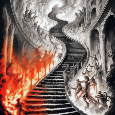люди, окруженные огнем ада иллюстрация штока. иллюстрации насчитывающей  драматическо - 264452382
