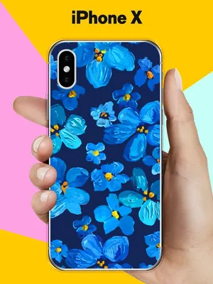 Силиконовый чехол на Apple iPhone X Синие цветы / для Эпл Айфон Икс -  купить с доставкой по выгодным ценам в интернет-магазине OZON (726776300)