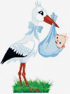 аист несет новорожденного в мешке Иллюстрация штока - иллюстрации  насчитывающей мило, икона: 294987080